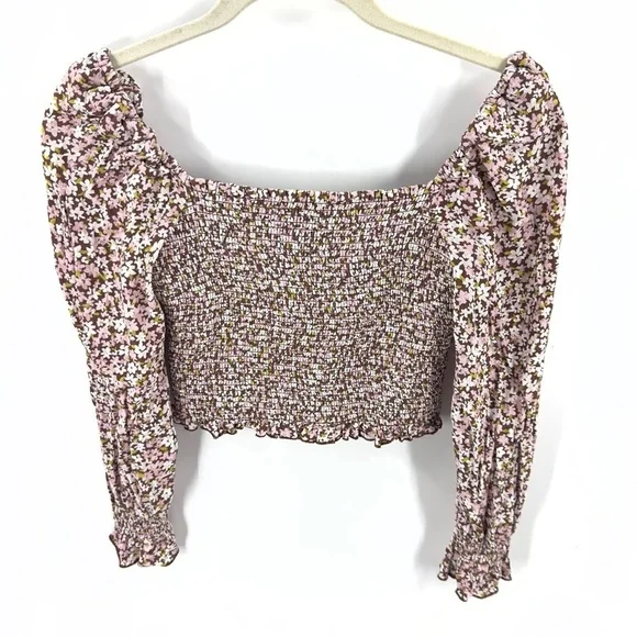 Aritzia Sunday Best Sinatra Blouse Top Womens Small Smocked Crop Floral Cottage - Picture 5 of 11